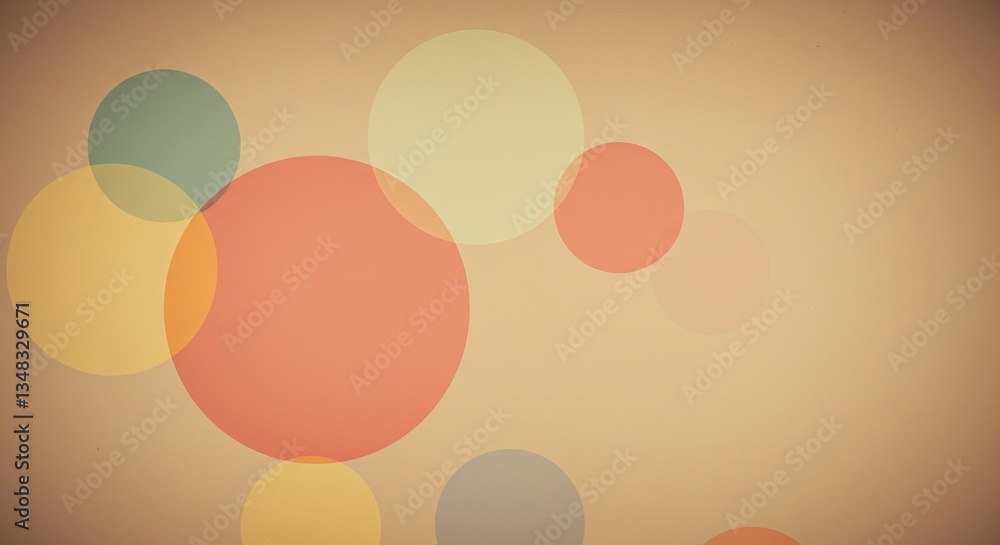 Poster abstract circle display: a collection of overlapping, translucent circles in a spectrum of warm and 