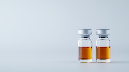 a syringe and a bottle liquid vaccine Over white Studio Background.