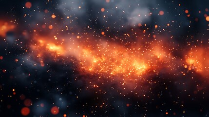 Obraz premium Abstract fiery explosion with glowing sparks and embers creating a dynamic and intense effect in dark space