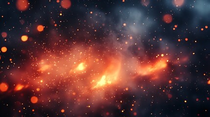 Naklejka premium Abstract fiery explosion with glowing sparks and embers creating a dynamic and intense effect in dark space