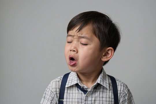 咳をする男の子