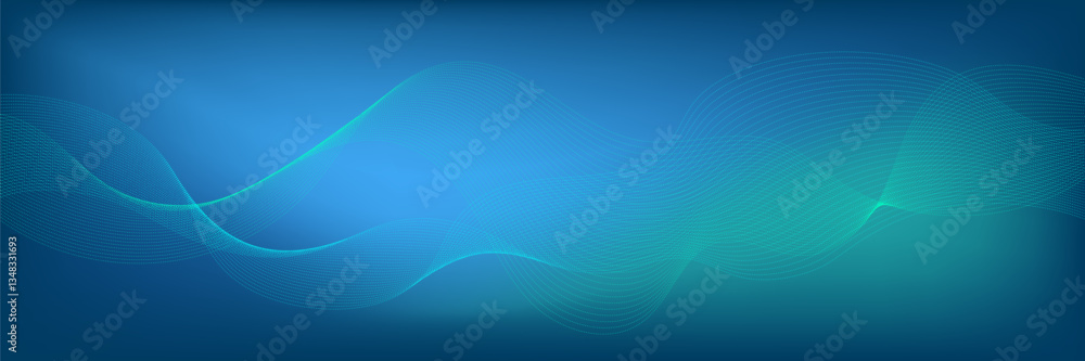 Poster abstract background with wavy moving dots flow particles. technology pattern design of cyber big dat