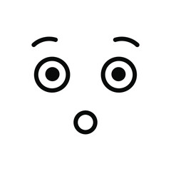 Surprised Emoticon Outline Vector - Simple Line Design