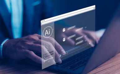 Artificial intelligence AI technology for enhanced work efficiency data analysis and efficient. Man...