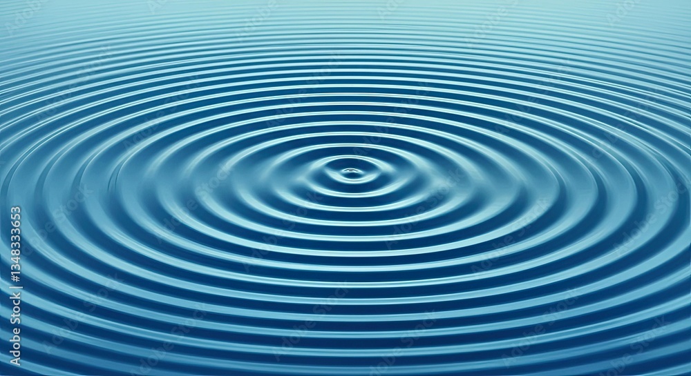 Poster ripples of serenity: concentric ripples radiate outward on the surface of blue water, creating a mes
