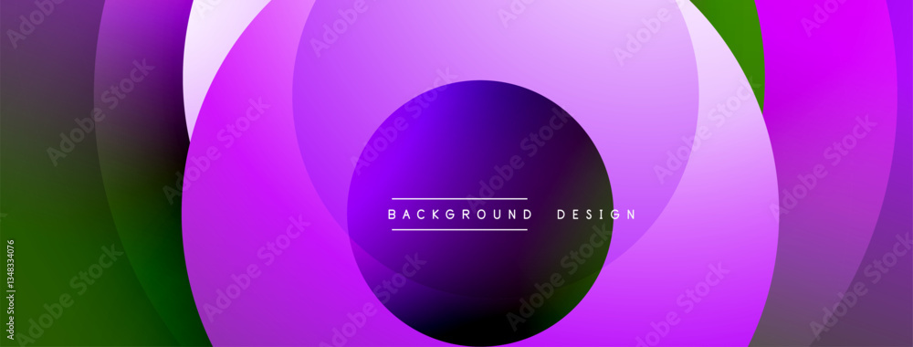 Poster Layered circular shapes in vivid colors form a gradient-rich abstract design with smooth transitions, depth effects, and a modern, futuristic aesthetic