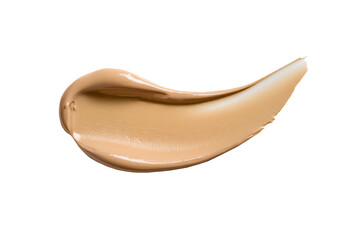 Isolated liquid foundation and smudge smear on white background.