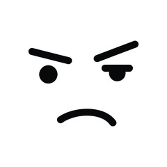 Angry Frowning Face Vector Illustration with Distinct Eye Style