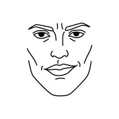 Strong Determined Face Vector Line Art Illustration