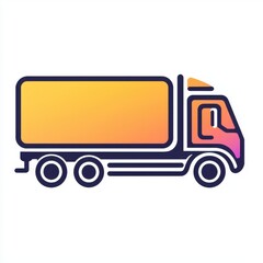 Colorful Graphic Design of a Delivery Truck with Bright Orange Cargo Container and Bold Outline