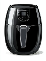 Modern Black Air Fryer with Digital Controls and Sleek Design for Healthy Cooking Options in a Modern Kitchen Setting