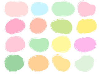 手描きの春色パステルカラーのシンプルなフレーム吹き出しセット