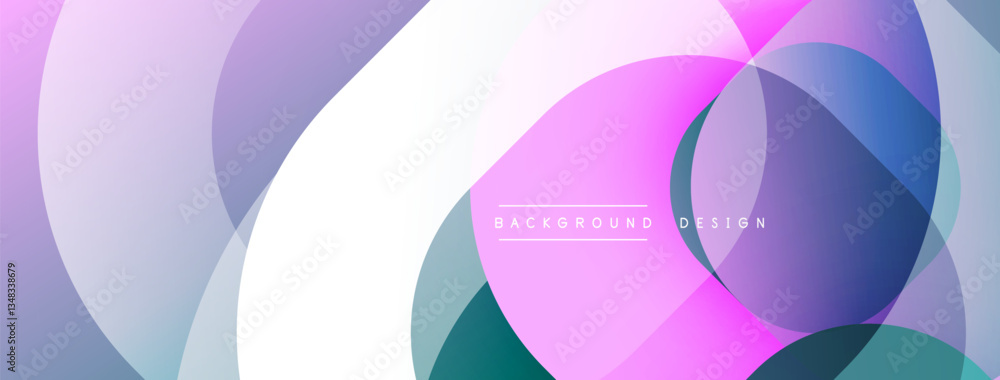 Aufkleber Circular abstract design with overlapping translucent circles and round shapes, blending gradients and smooth curves, creating depth, contrast, and a dynamic visual effect
