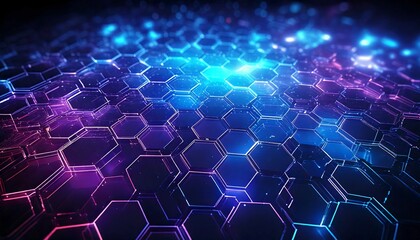 Obraz premium A high-tech abstract wallpaper featuring a glowing hexagonal pattern