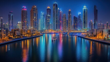 Fototapeta premium Dubai Marina Skyline at Night