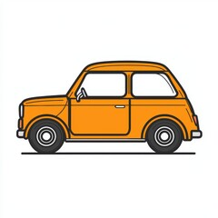 Classic Orange Car Graphic Illustration with Clean Lines and Simple Design Elements for Creative Projects