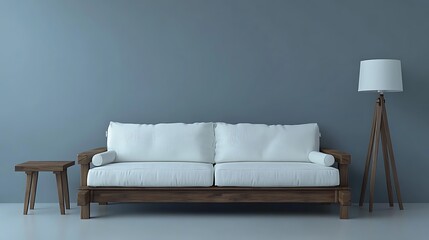 Modern living room interior design with white sofa and lamp