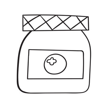 recommend clip art: Glass jar of blueberry jam. Outline icon. Hand drawn vector illustration.