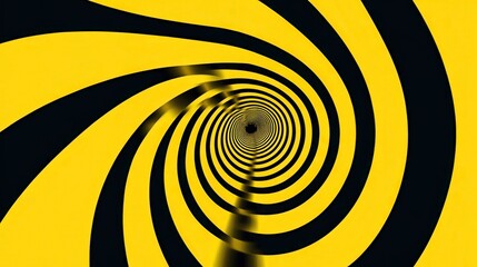 Dynamic Abstract Spiral Design with Black and Yellow Stripes