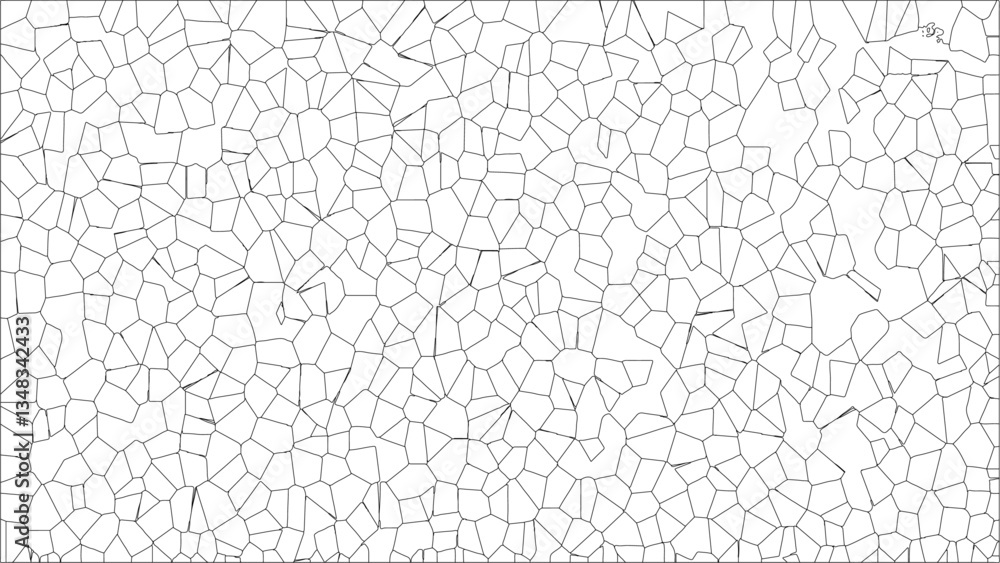 Poster Abstract gray and white pattern with small squares. Broken glass quartz geometric retro tiles pattern Voronoi diagram. Diamond shape polygonal texture. Crystalized form strokes vector design. 