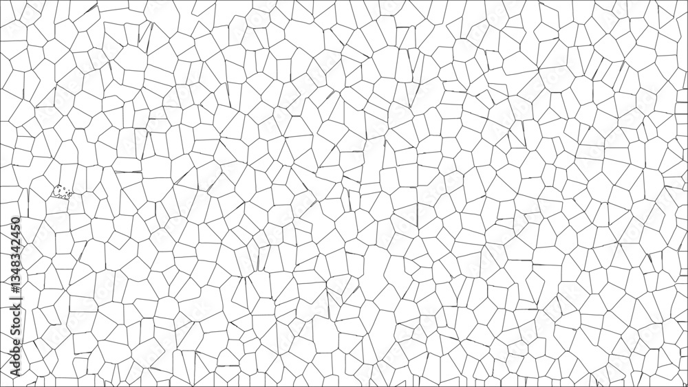 Poster Abstract gray and white pattern with small squares. Broken glass quartz geometric retro tiles pattern Voronoi diagram. Diamond shape polygonal texture. Crystalized form strokes vector design. 