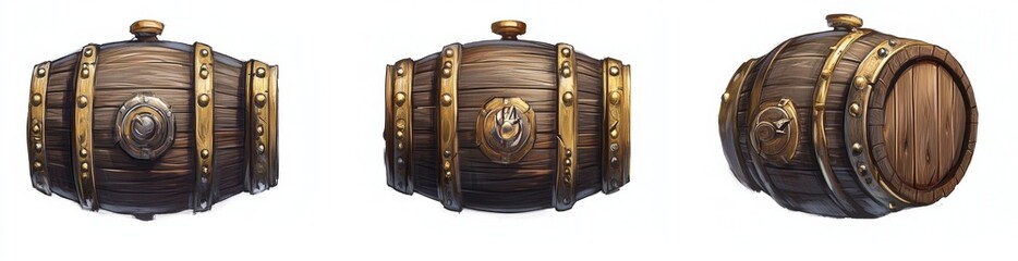 Fototapeta premium Wooden Casks with Metal Bands