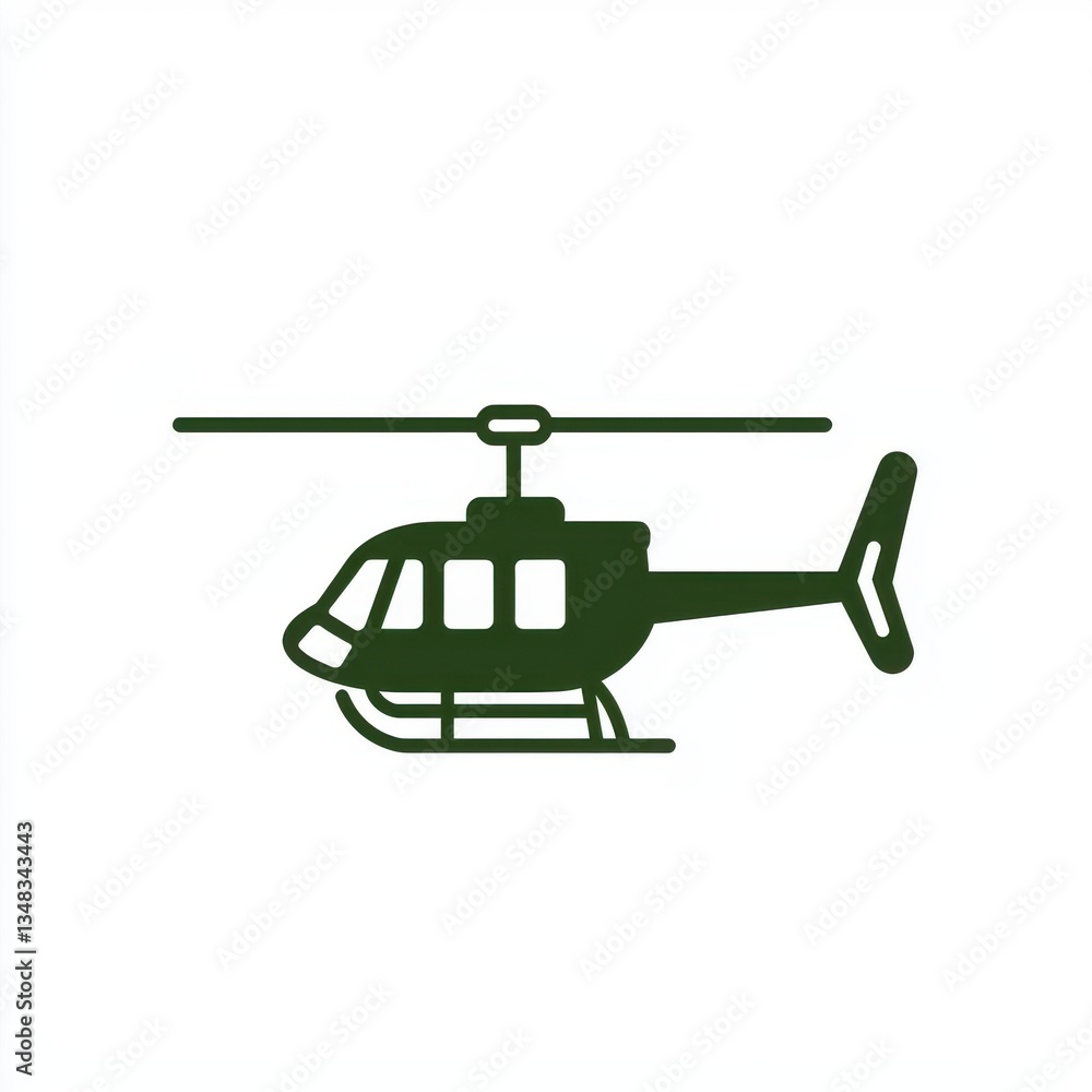 Poster detailed vector illustration of a helicopter in minimalist design with clean lines and simple shapes