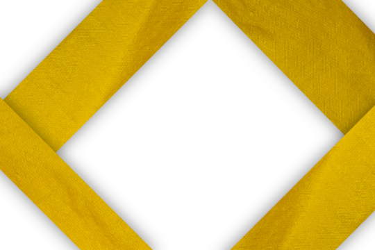 Yellow Ribbon Fabric Texture in Diamond Shape Cutout on Transparent Background