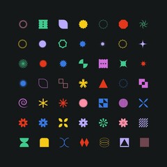 Set Colorful Brutalist Geometric Shapes