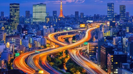 Tokyo Expressway at Night, Cityscape