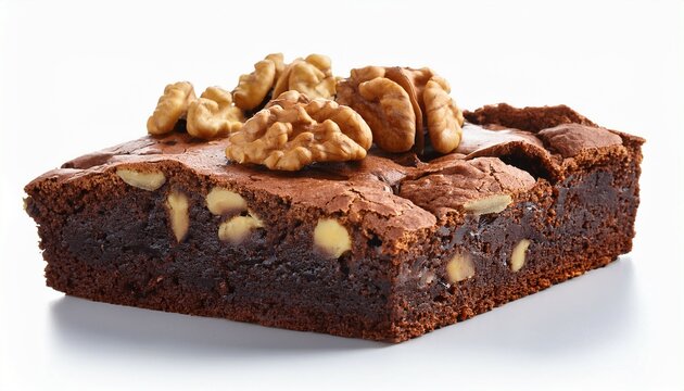delicioso brownie de chocolate e nozes isolado em fundo transparente