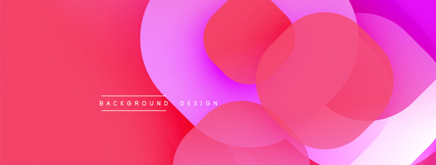 Circular abstract design with overlapping translucent circles and round shapes, blending gradients and smooth curves, creating depth, contrast, and a dynamic visual effect