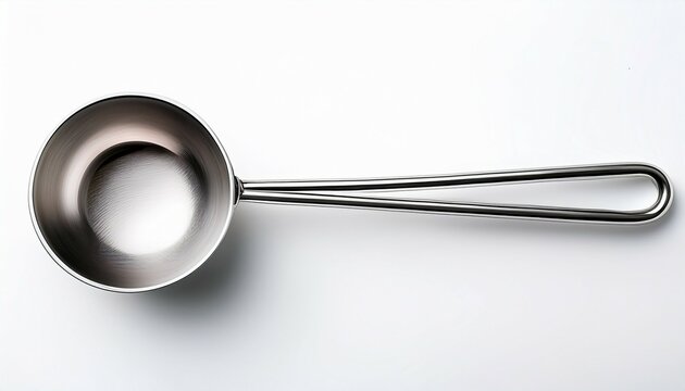 metallic measuring spoon on clean white background