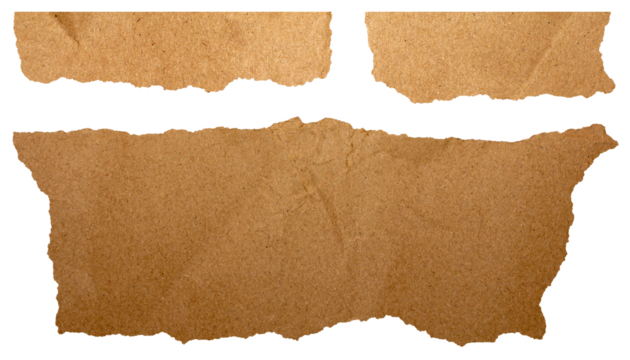 Torn Brown Paper Isolated on Transparent Background with Rough Edge Texture for Creative Project or Design.