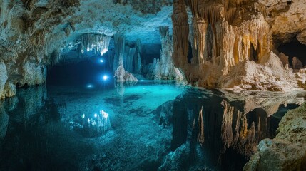 Crystal-Clear Cave Pool, Grotto Reflections