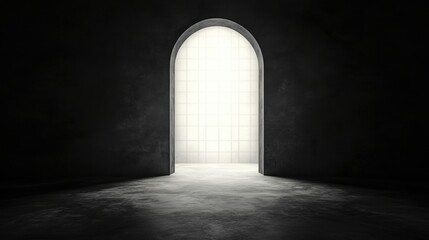 Mysterious doorway illuminated by bright light