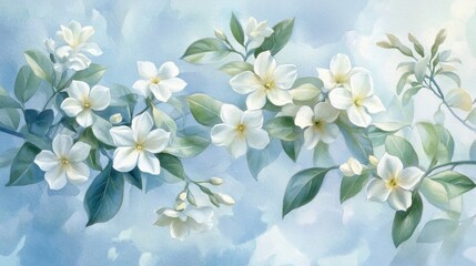 Delicate white flowers in soft pastel hues