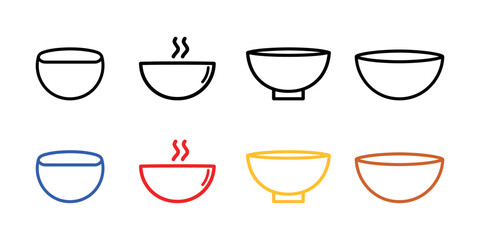 Set of Bowl icons. Simple flat icon set isolated on white background