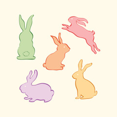 Obraz premium Pastel Bunny Silhouettes