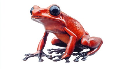 Captivating red frog posing in studio macro photography showcasing unique features in nature's vibrant palette