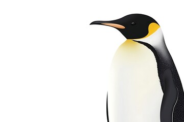 Fototapeta premium Emperor penguin profile against white background. Possible use Educational materials, children's books, scientific journals, or stock photography