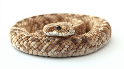 Fototapeta premium Desert snake in coiled position captured in studio wildlife photography isolated background close-up view