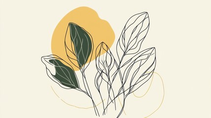 Abstract Botanical Line Art Print - Modern Floral Design