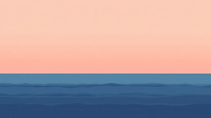Serene Ocean Sunset: A Minimalist Landscape Painting