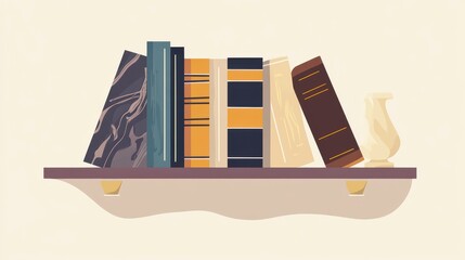 A Stylish and Elegant Bookshelf Display with Books and Vase