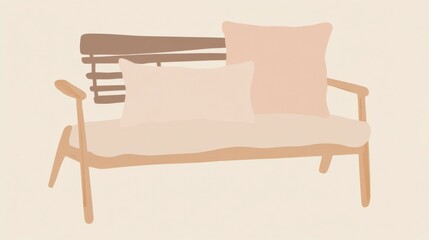 Simple Wooden Sofa Design in Pastel Colors - Modern Minimalist Living Room