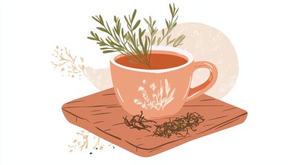 Warm and Inviting Herbal Tea Illustration
