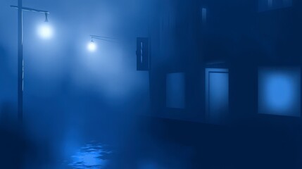 Mystical Foggy Cityscape at Night: A Stunning Urban Architectural View