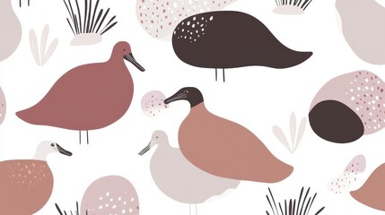 Elegant Birds in a Seamless Pattern Design