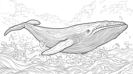 Fototapeta premium Majestic Humpback Whale Coloring Page: Ocean Majesty